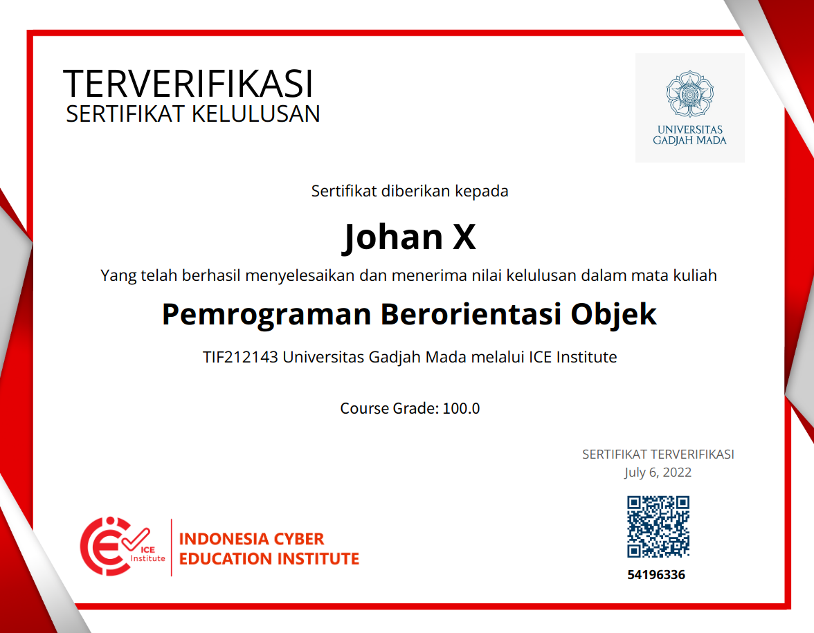 sertifikat ICE Institute